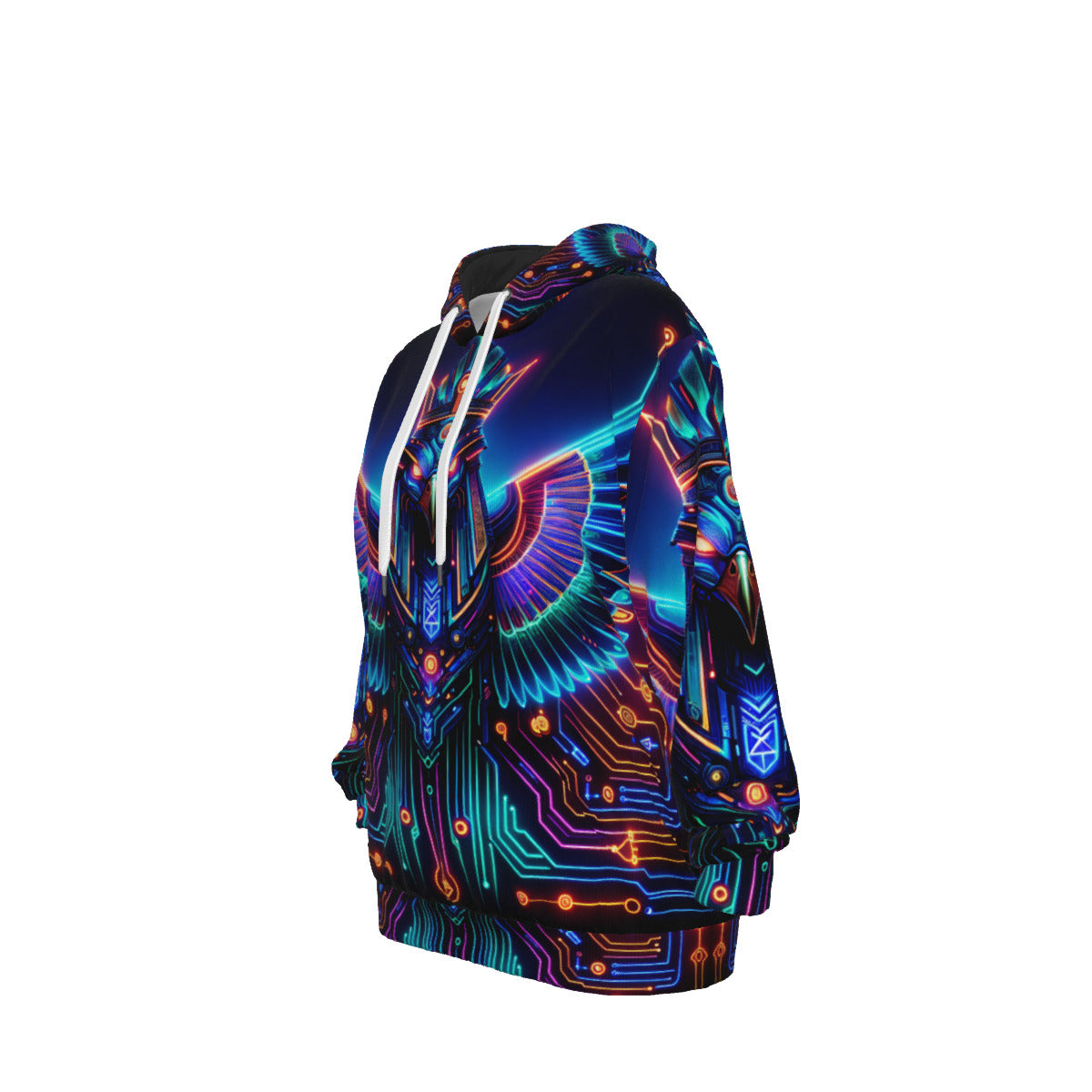 Egyptian Tech Horus Cotton Pullover Hoodie by Bazaar Design Style