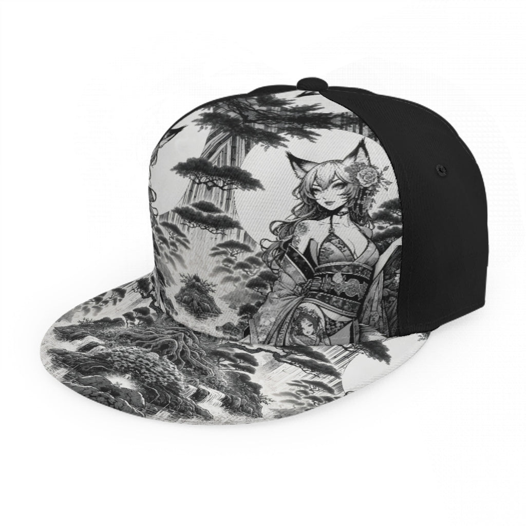 Anime Pin-up Girl Fox Snapback Hat by Bazaar Design Style