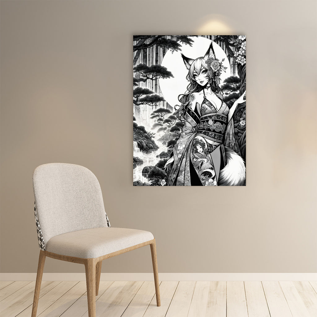Anime Pin-up Girl Fox Paper Poster by Bazaar Design Style