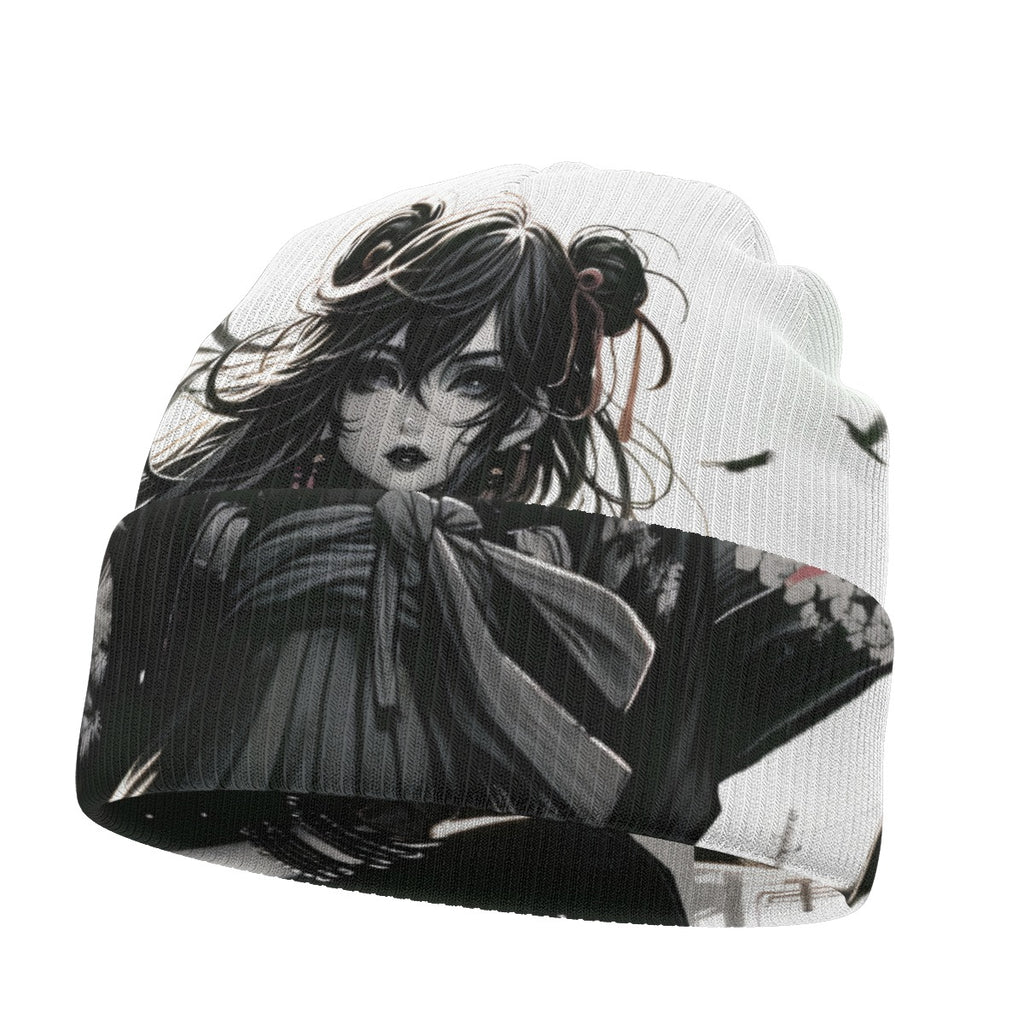 Anime Pin-Up Girl Longboard Beanie Hat by Bazaar Design Style