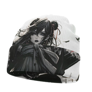Anime Pin-Up Girl Longboard Beanie Hat by Bazaar Design Style