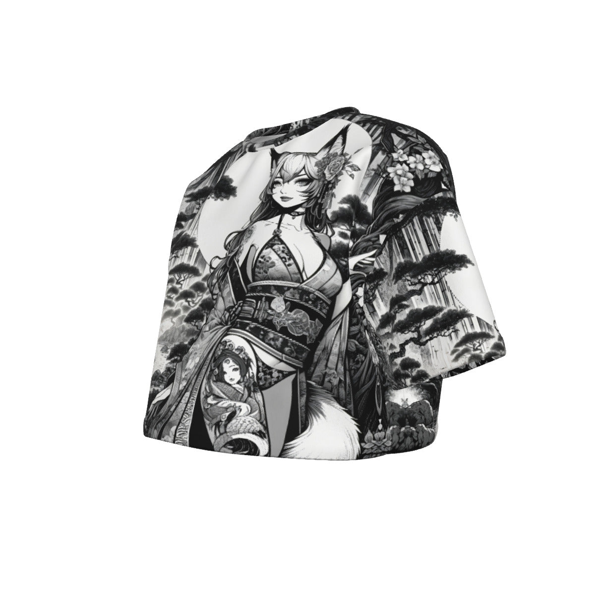 Anime Pin-Up Fox Crop Top T-Shirt