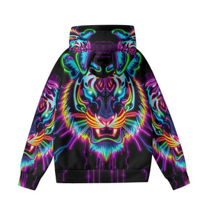 Neon Spirit Animal Tiger Hoodie with Ears by Bazaar Design Style