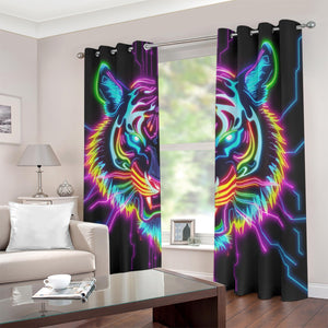 Neon Spirit Animal Tiger Blackout Curtains with Grommets by Bazaar Design Style