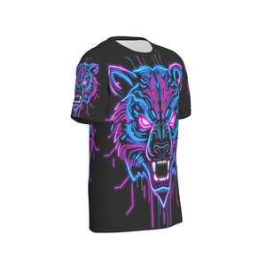 Neon Spirit Animal Bear Cotton T-shirt by Bazaar Design Style