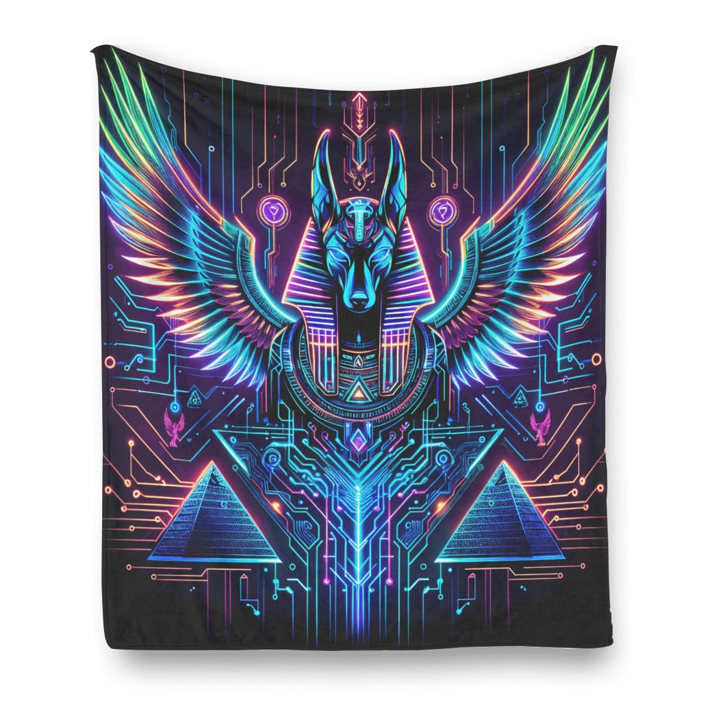 Egyptian Tech Anubis Flannel Blanket by Bazaar Design Style