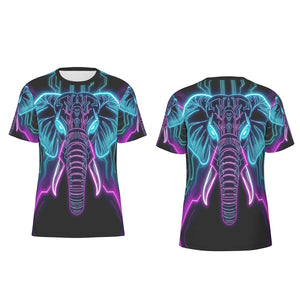 Neon Spirit Animal Elephant Cotton T-shirt by Bazaar Design Style