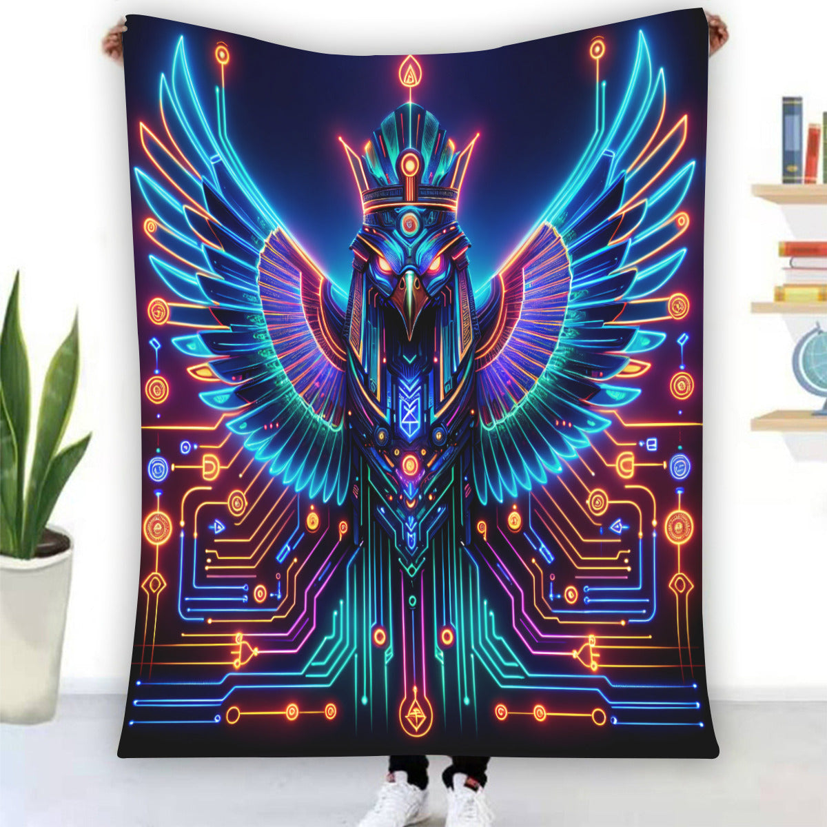 Egyptian Tech Horus Flannel Blanket by Bazaar Design Style