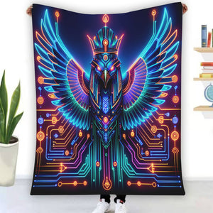 Egyptian Tech Horus Flannel Blanket by Bazaar Design Style