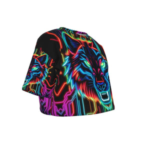 Neon Spirit Animal Wolf Crop Top T-Shirt