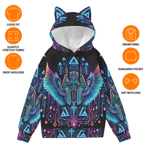 Egyptian Tech Sobek Hoodie with Ears by Bazaar Design Style
