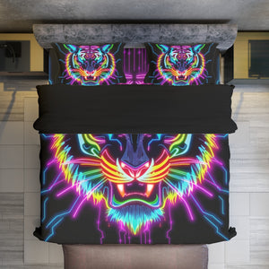 Neon Spirit Animal Tiger 4 Piece Duvet Set by Bazaar Design Style (T,F,Q)