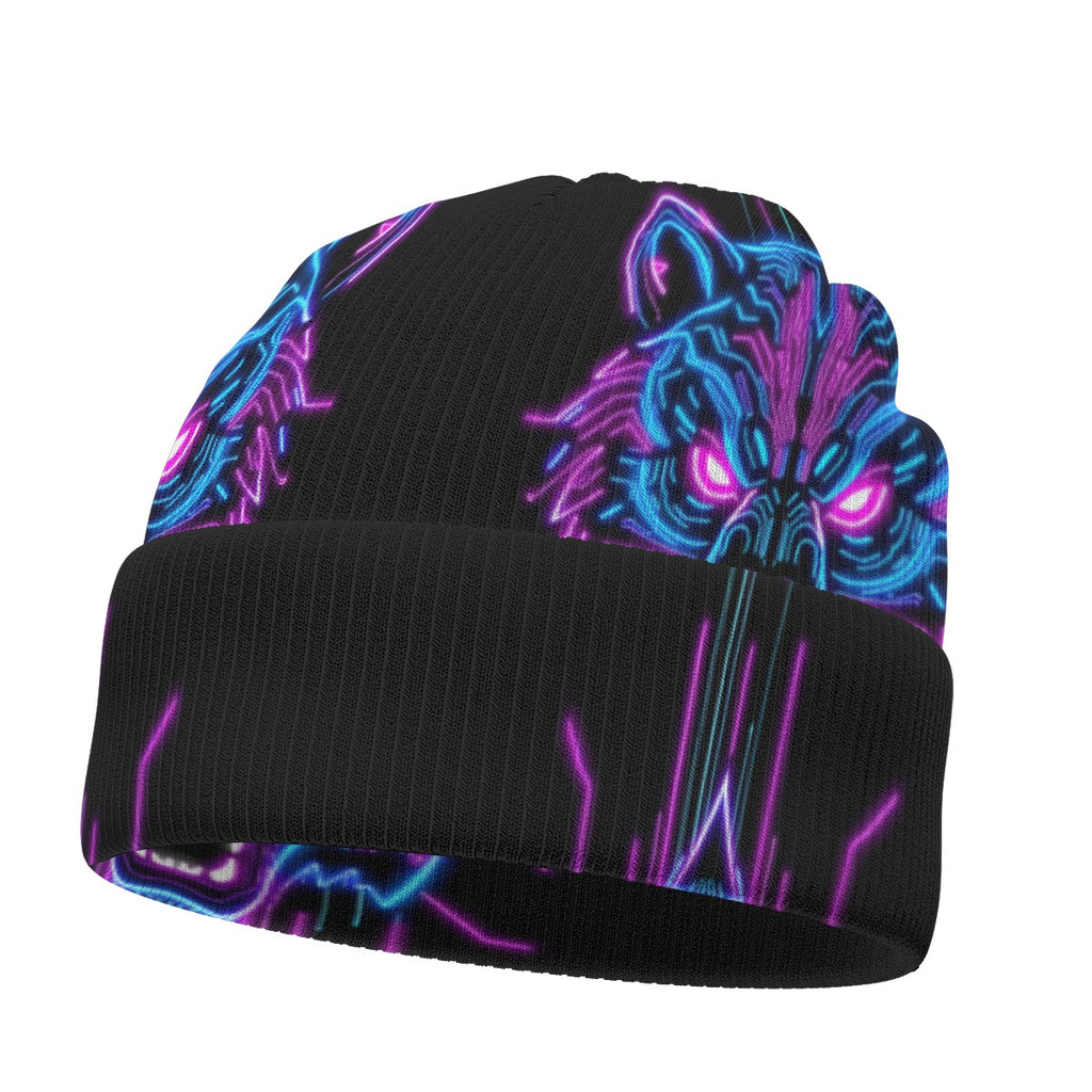 Neon Spirit Animal Bear Beanie Hat by Bazaar Design Style
