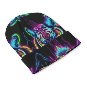 Neon Spirit Animal Tiger Beanie Hat by Bazaar Design Style