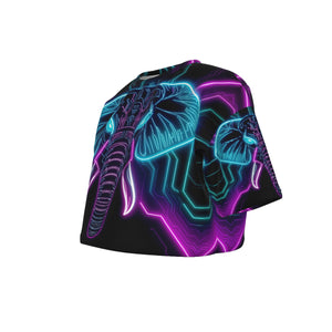 Neon Spirit Animal Elephant Crop Top T-Shirt