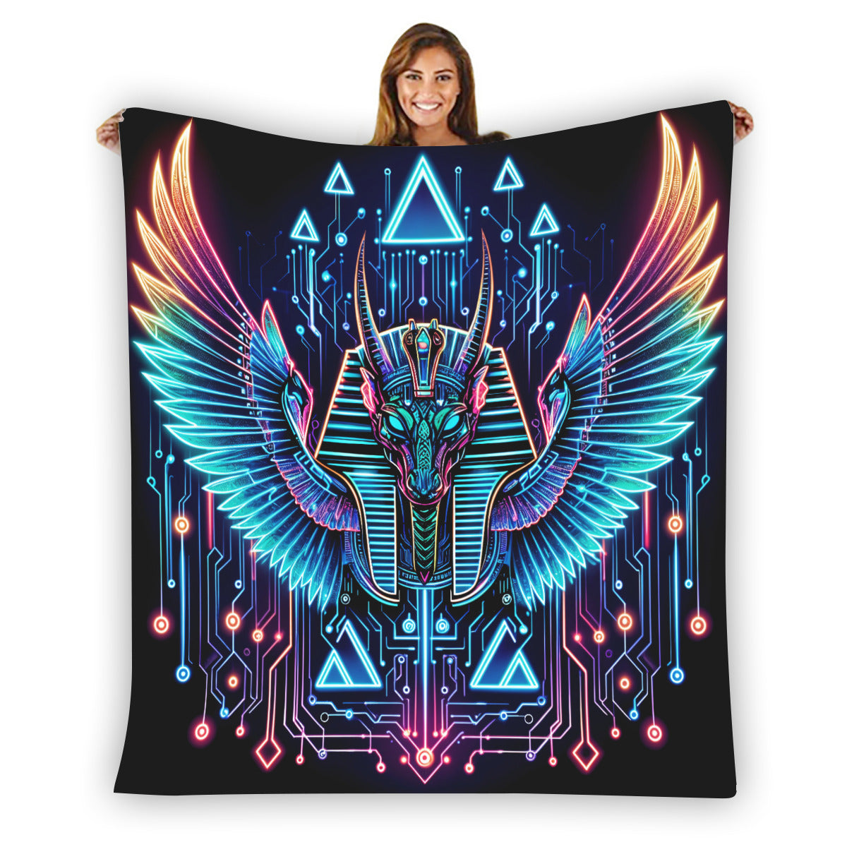 Egyptian Tech Sobek Flannel Blanket by Bazaar Design Style