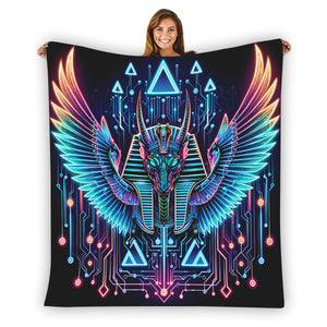 Egyptian Tech Sobek Flannel Blanket by Bazaar Design Style