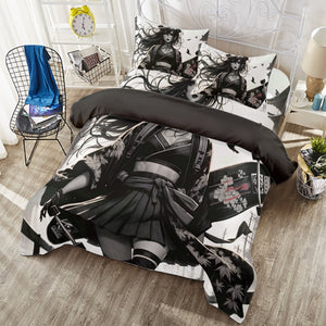 Anime Pin-up Girl Longboard 4-Piece Duvet Set by Bazaar Design Style (T,F,Q)