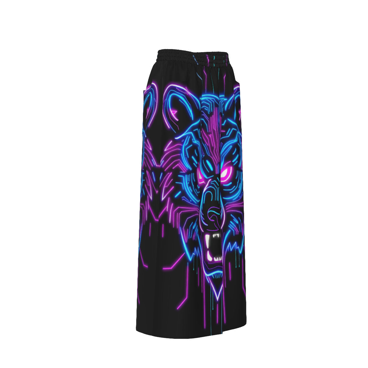 Neon Spirit Animal Bear Cotton Slit Skirt