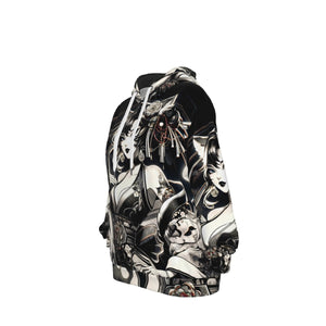 Anime Pin-Up Girl Cat Cotton Pullover Hoodie by Bazaar Design Style