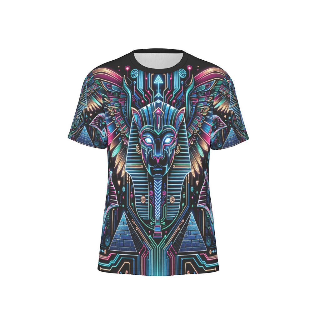 Egyptian Tech Bastet Cotton T-shirt by Bazaar Design Style