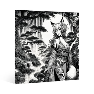 Anime Pin-up Girl Fox Canvas Print 1:1 by Bazaar Design Style