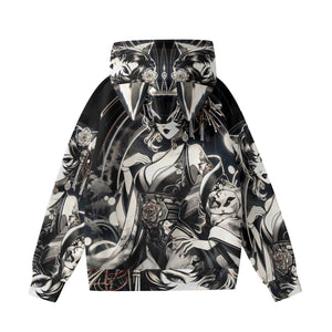 Anime Pin-Up Girl Cat Hoodie with Ears by Bazaar Design Style