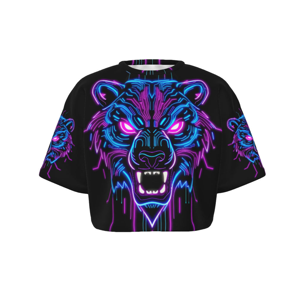 Neon Spirit Animal Bear Crop Top T-Shirt