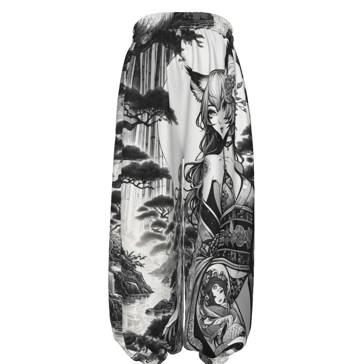 Anime Pin-up Girl Fox Lantern Pants by Bazaar Design Style
