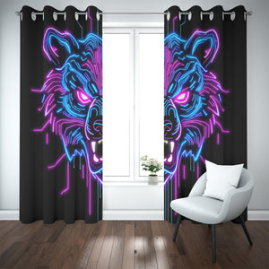 Neon Spirit Animal Bear Blackout Curtains with Grommets by Bazaar Design Style