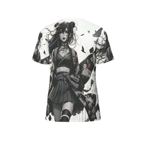 Anime Pin-Up Girl Longboard Cotton T-Shirt by Bazaar Design Style