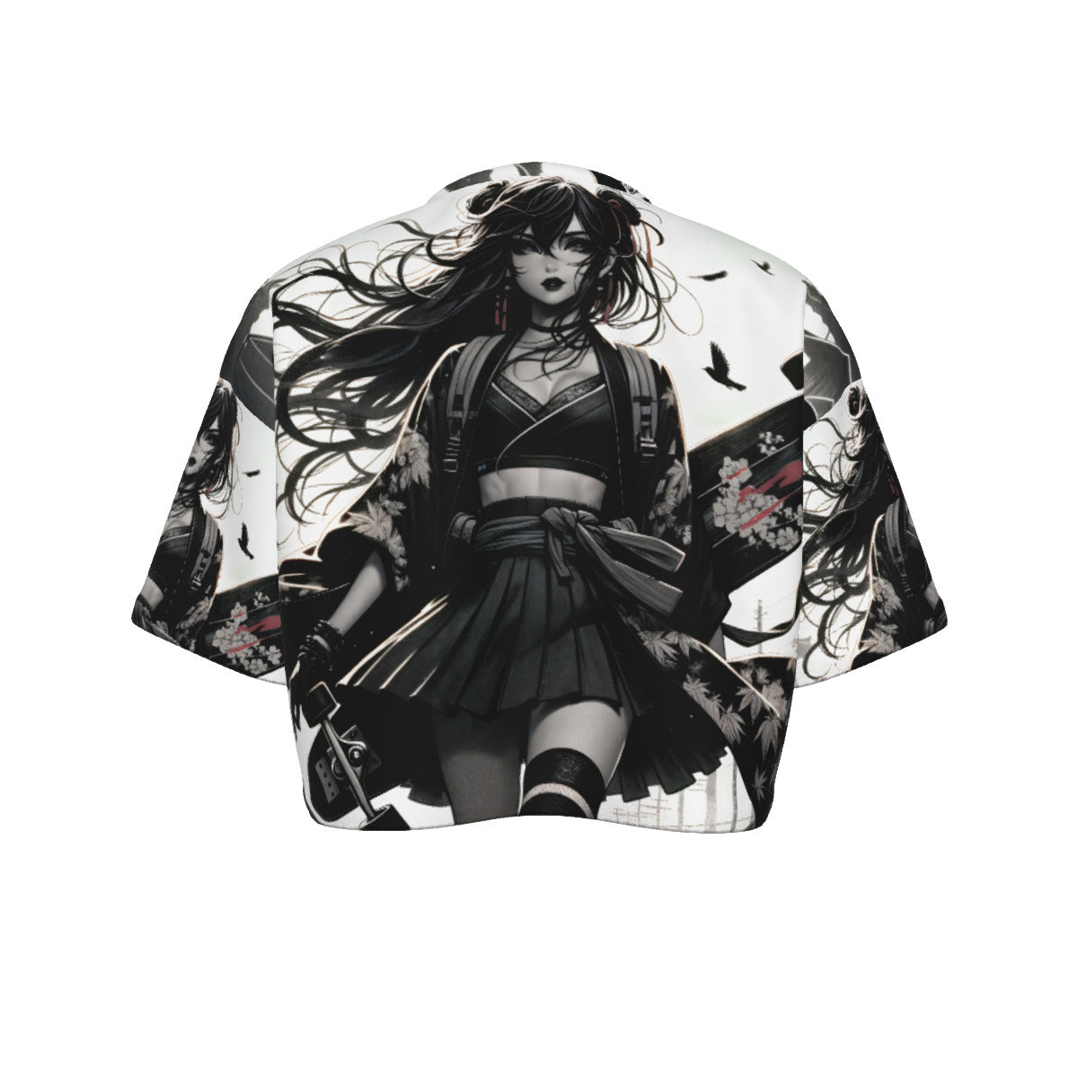 Anime Pin-Up Longboard Crop Top T-Shirt