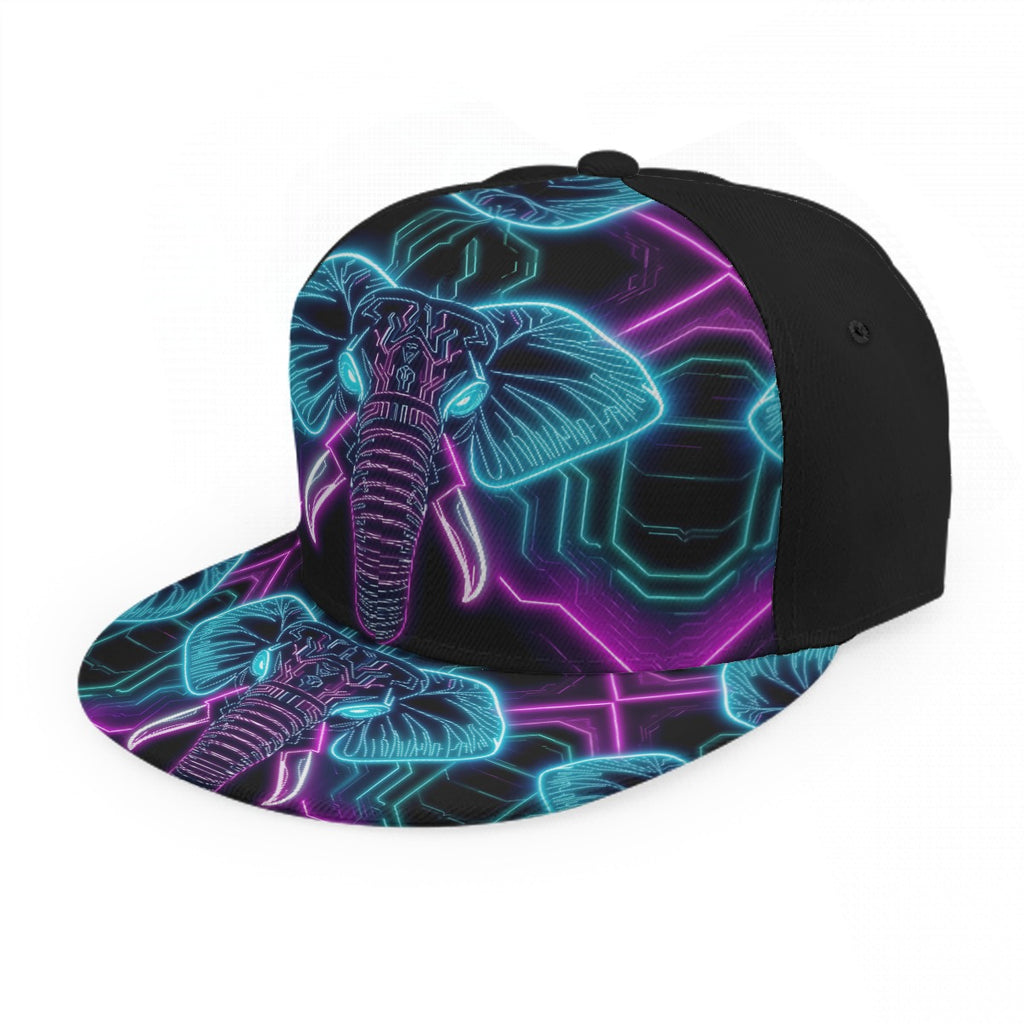 Neon Spirit Animal Elephant Snapback Hat by Bazaar Design Style