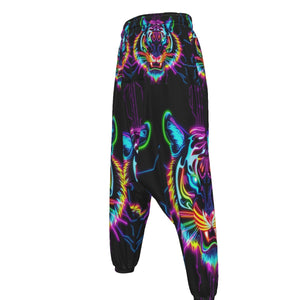 Neon Spirit Animal Tiger Harem Pants by Bazaar Design Style