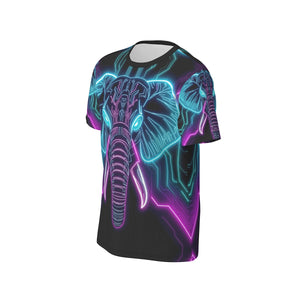 Neon Spirit Animal Elephant Cotton T-shirt by Bazaar Design Style