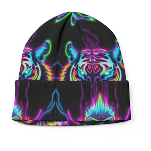 Neon Spirit Animal Tiger Beanie Hat by Bazaar Design Style