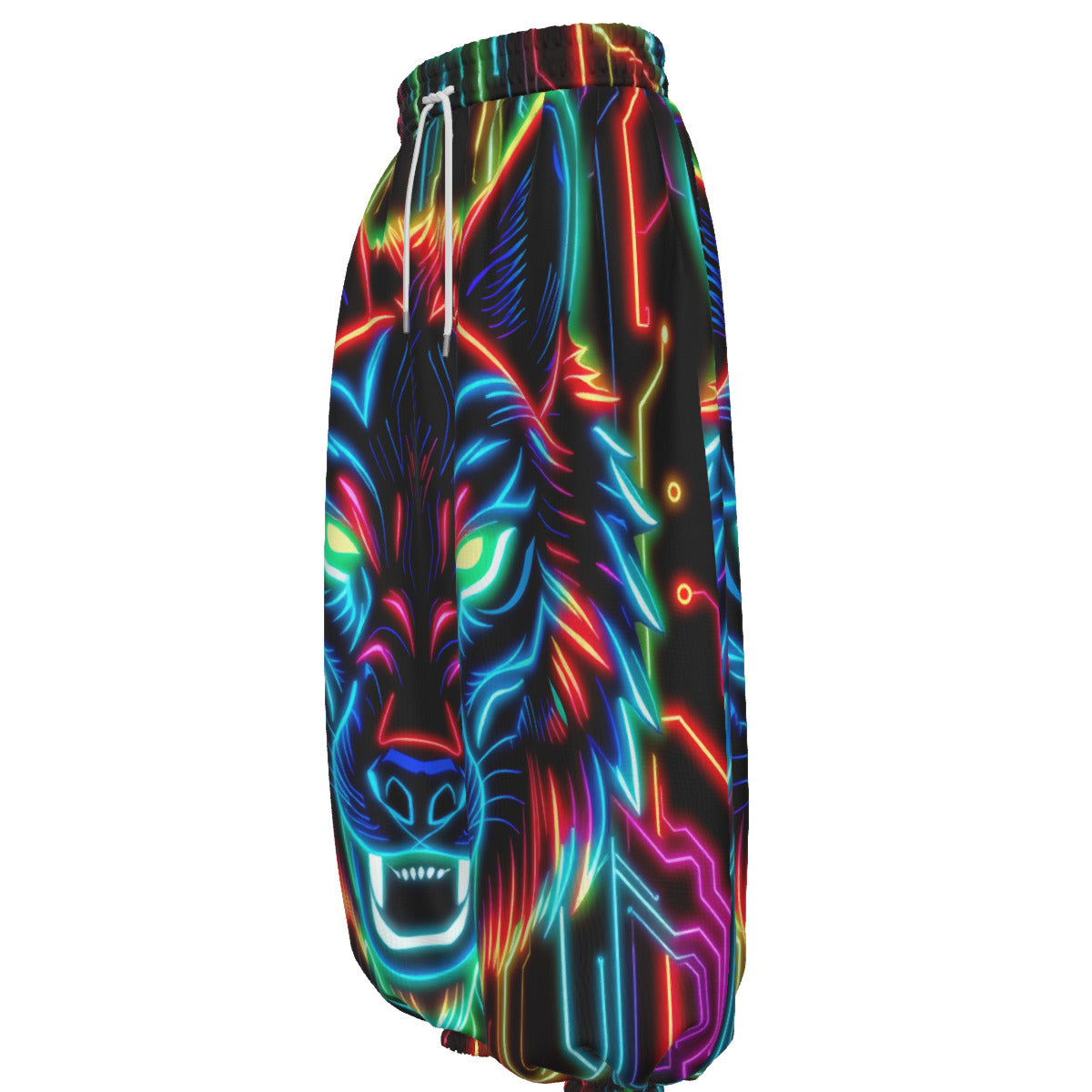 Neon Spirit Animal Wolf Lantern Pants by Bazaar Design Style