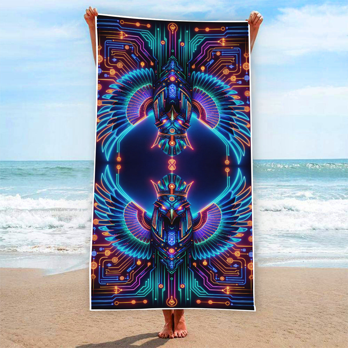 Egyptian Tech Horus Beach Towel by Bazaar Design Style