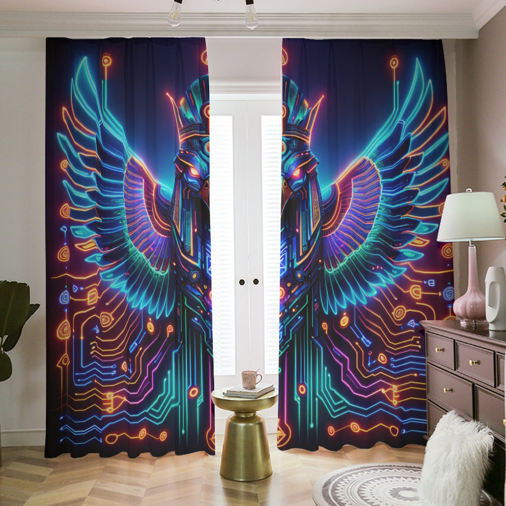 Egyptian Tech Horus Blackout Curtains with Hooks by Bazaar Design Style