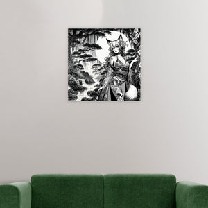 Anime Pin-up Girl Fox Canvas Print 1:1 by Bazaar Design Style