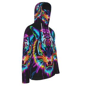 Neon Spirit Animal Tiger Hoodie with Mask by Bazaar Design Style