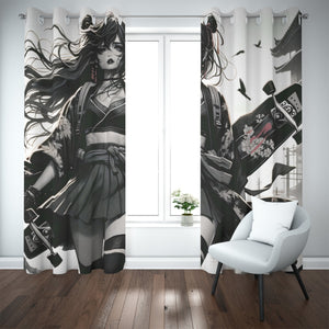 Anime Pin-up Girl Longboard Blackout Curtains with Grommets by Bazaar Design Style
