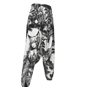 Anime Pin-up Girl Fox Harem Pants by Bazaar Design Style