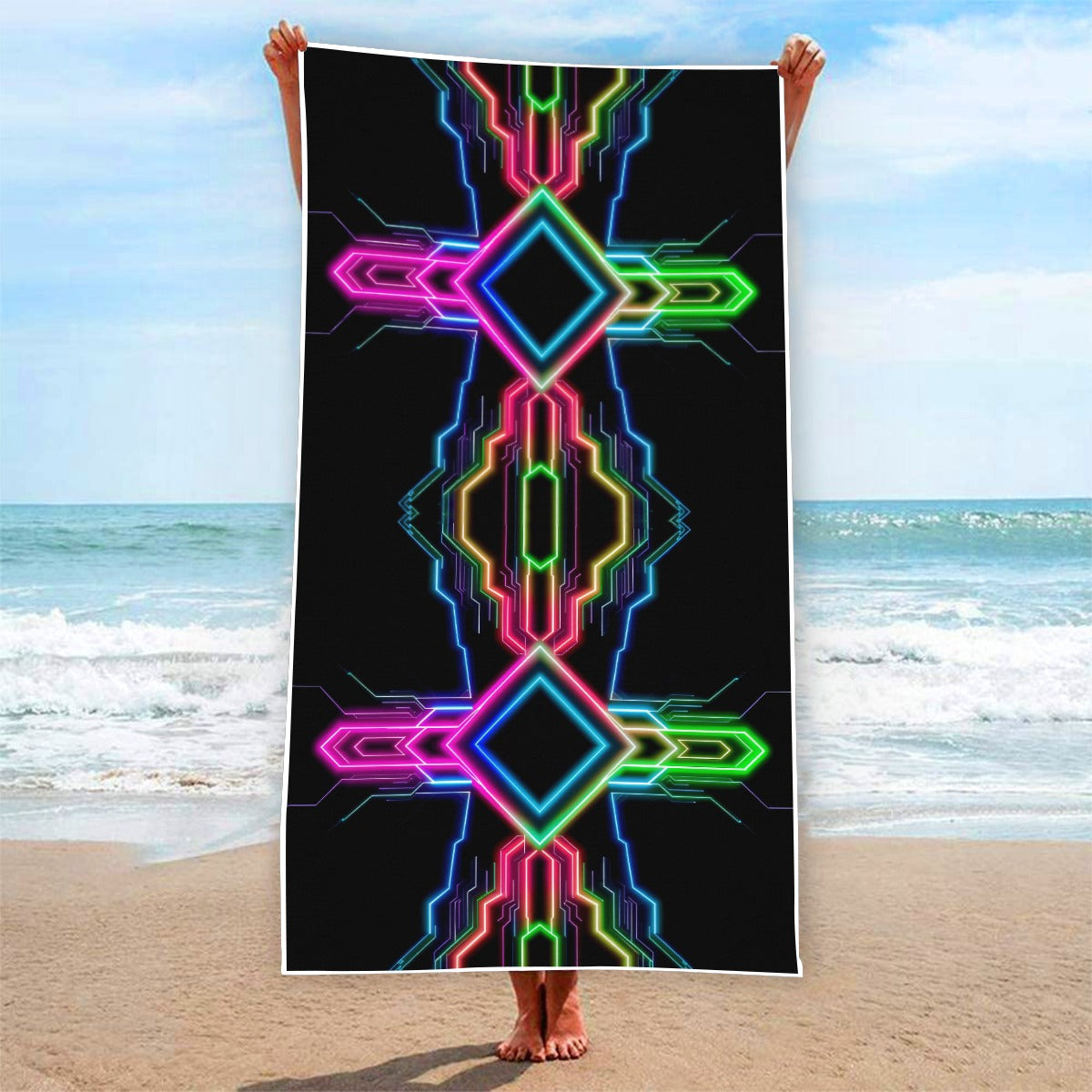 Neon Tech Beach Towel by Bazaar Design Style