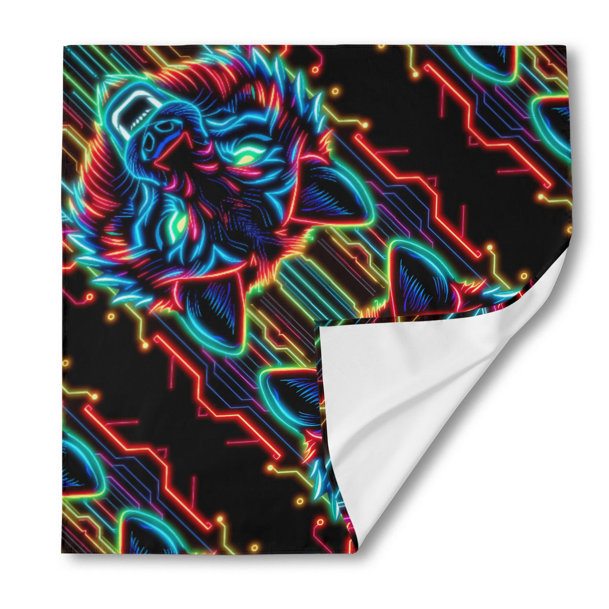 Neon Spirit Animal Wolf Beanie Hat by Bazaar Design Style