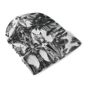 Anime Pin-up Girl Fox Beanie Hat by Bazaar Design Style