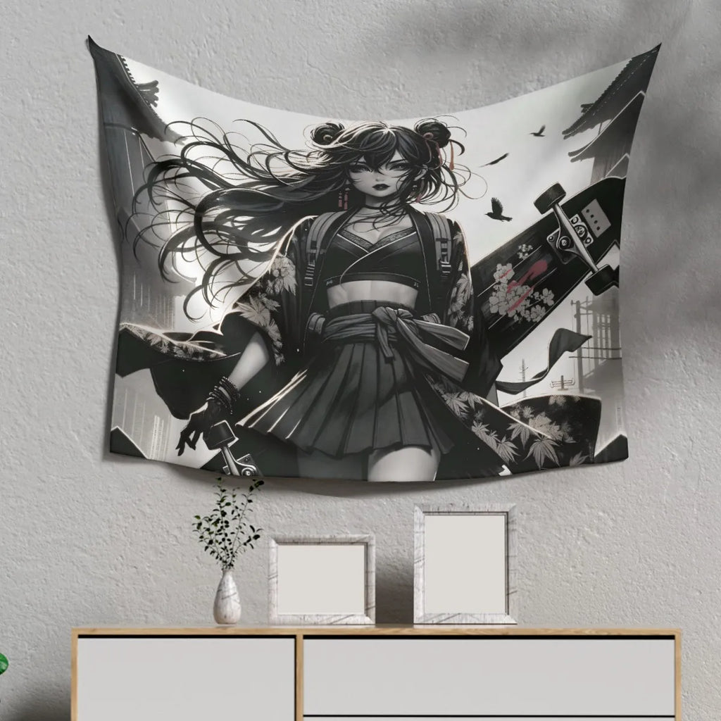 Anime Pin-up Girl Longboard Tapestry by Bazaar Design Style