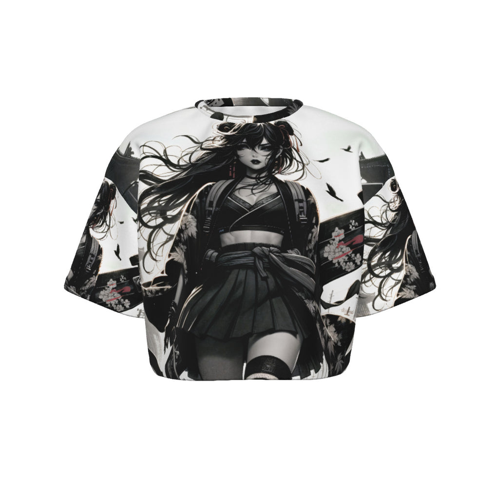 Anime Pin-Up Longboard Crop Top T-Shirt
