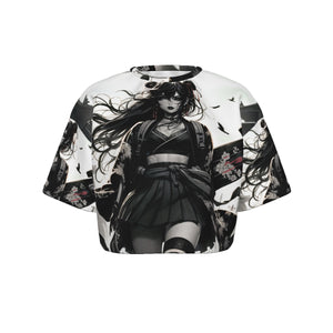 Anime Pin-Up Longboard Crop Top T-Shirt
