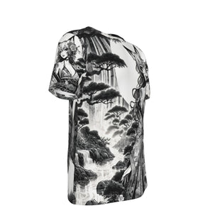 Anime Pin-up Girl Fox Cotton T-shirt by Bazaar Design Style